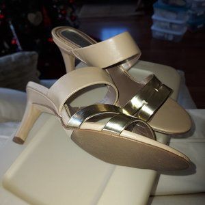 ALFANI GOLD & TAN DRESS SANDALS